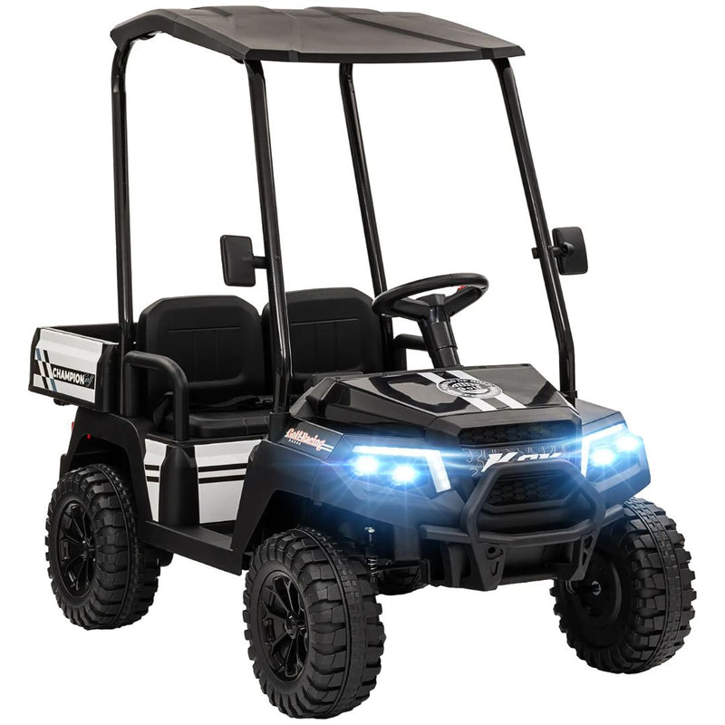 2-Seater 24V Electric Ride On UTV Car for Kids w/ Parental Remote and Sun Roof - Black