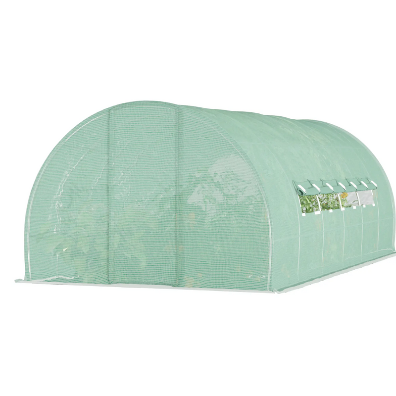 20' x 10' Walk-In Plastic Cover Garden Greenhouse, Round Top, Steel Frame, Swing Door, Green