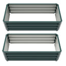 Set of 2 Raised Garden Planter Boxes 43" X 20" Galvanized Steel - 12in Deep - Green