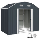 8' x 4' Galvanized Outdoor Garden Storage Shed with Shelving - Grey
