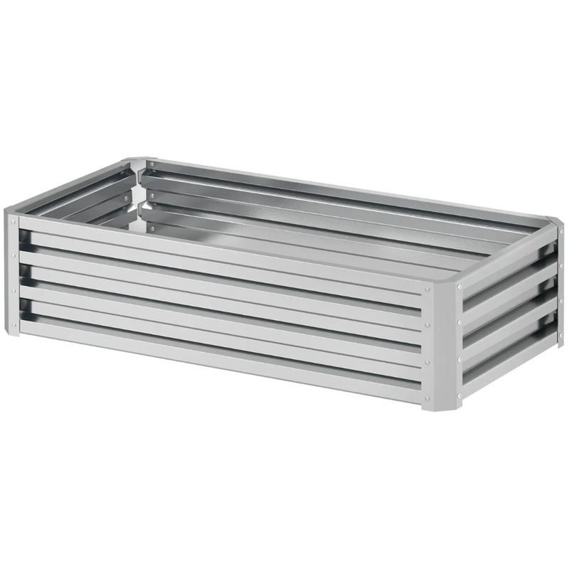 4' x 2' Raised Garden Bed Planter Planter Box Galvanized Steel 12in - Silver