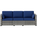 Patio Furniture, Manchester Creek Outdoor Patio Rattan Sofa - Dark Blue & Grey - Seasonal Overstock