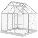 6' x 6' Walk-In Aluminum Frame Greenhouse, Polycarbonate Panels, Sliding Door - Silver
