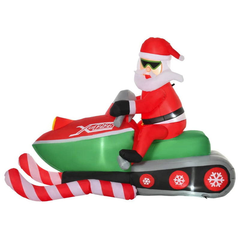 Inflatable Santa on a Snowmobile 5.2ft Tall with LED Lights for Indoor Outdoor Christmas Display