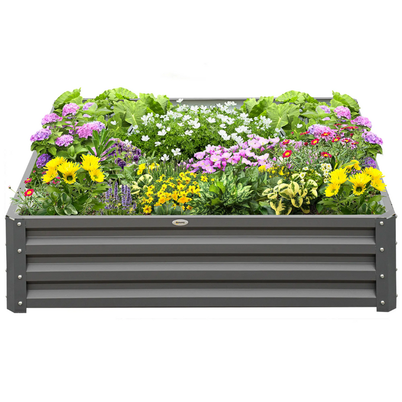 4' x 4' Raised Garden Bed Planter Box Galvanized Steel 12in Deep - Light Grey