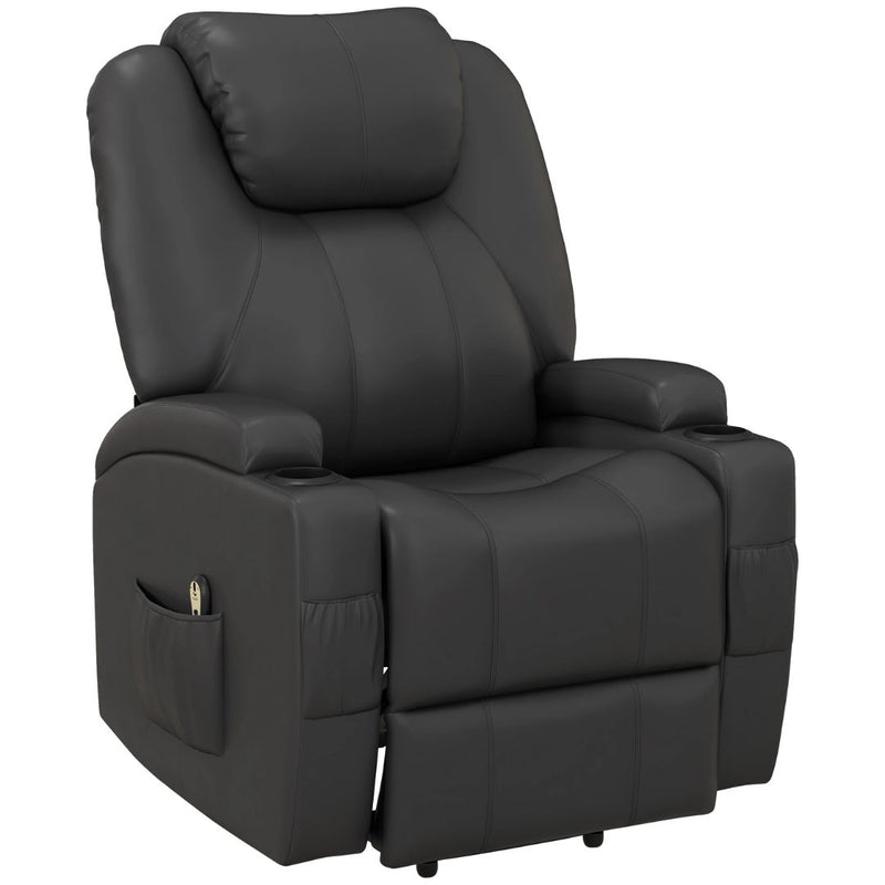 Harmond Grove Electric Lift Assist Recliner Chair with Cup Holders and Remote in Grey Faux Leather