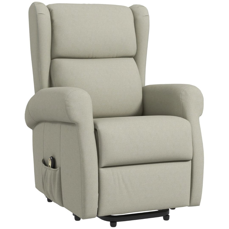 Sling River Wingback Lift Assist Recliner Chair with remote Control - Cream White