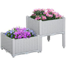 Planters, 31.5" x 15.75" Raised 2-Box Planter Flower Bed - Grey - Seasonal Overstock
