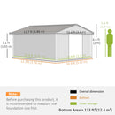 11.2' x 12.5' Large Garden Storage Shed with Dual Sliding Doors - Dark Brown