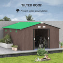 11.2' x 12.5' Large Garden Storage Shed with Dual Sliding Doors - Dark Brown