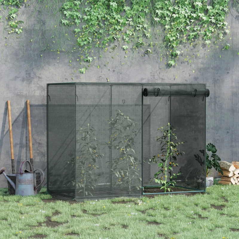 6.5' x 3.3' Mesh Garden Protection Cover with Zipper Door - Black