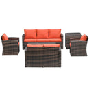 Patio Furniture, Cinder Valley 6pc Patio Set with Sofa, Loveseat, Chairs & Tables - Orange - Seasonal Overstock