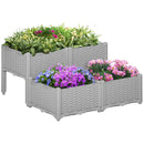Planters, 31.5" x 31.5" Raised 4-Box Planter Flower Bed - Grey - Seasonal Overstock
