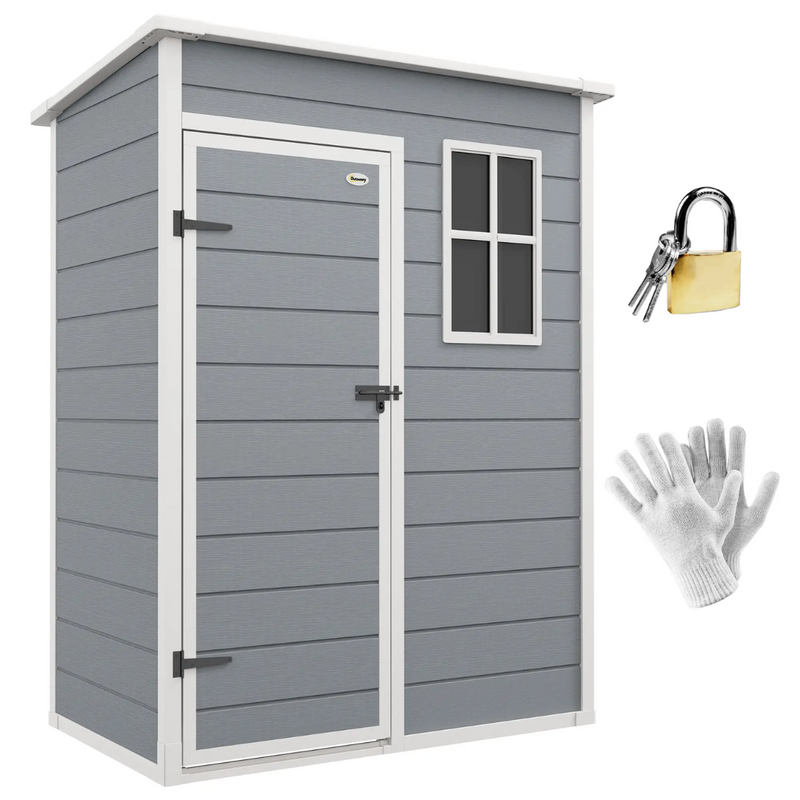 4.6' x 2.5' Resin Plastic Outdoor Storage Shed with Lockable Swing Door - Grey