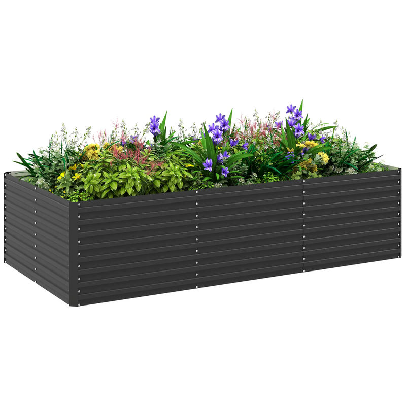 8' x 4' Raised Garden Bed Planter Box Galvanized Steel 24in Deep - Dark Grey