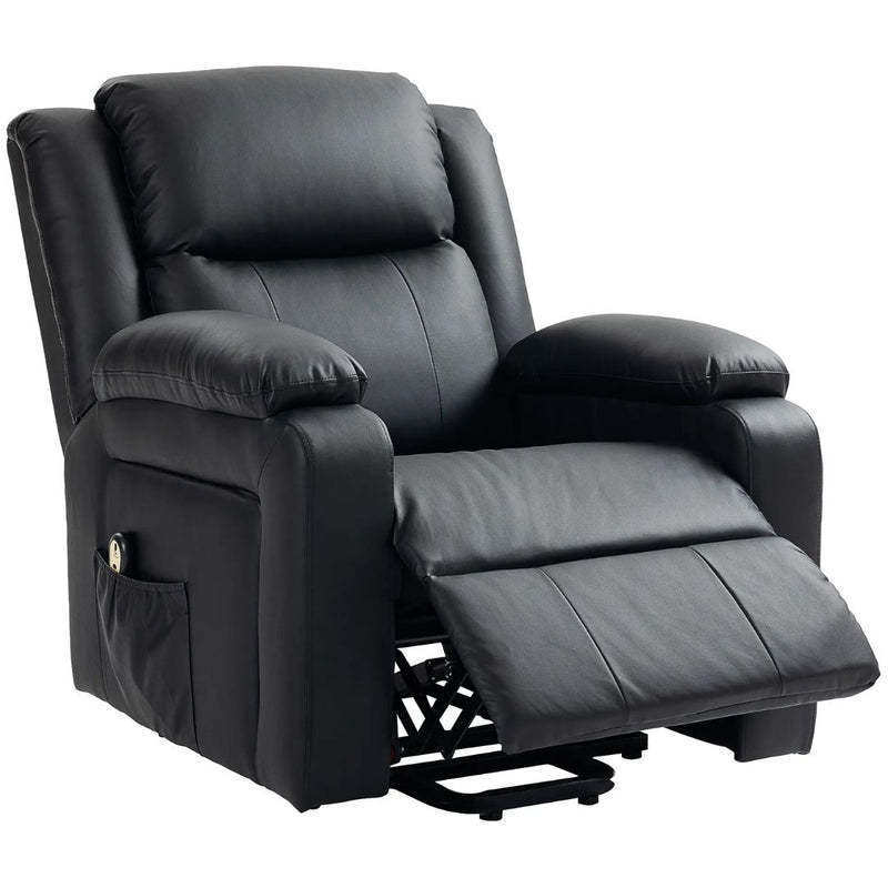 Luxharbor Lane Powered Lift Assist Recliner Chair with Remote Control - Black Faux Leather