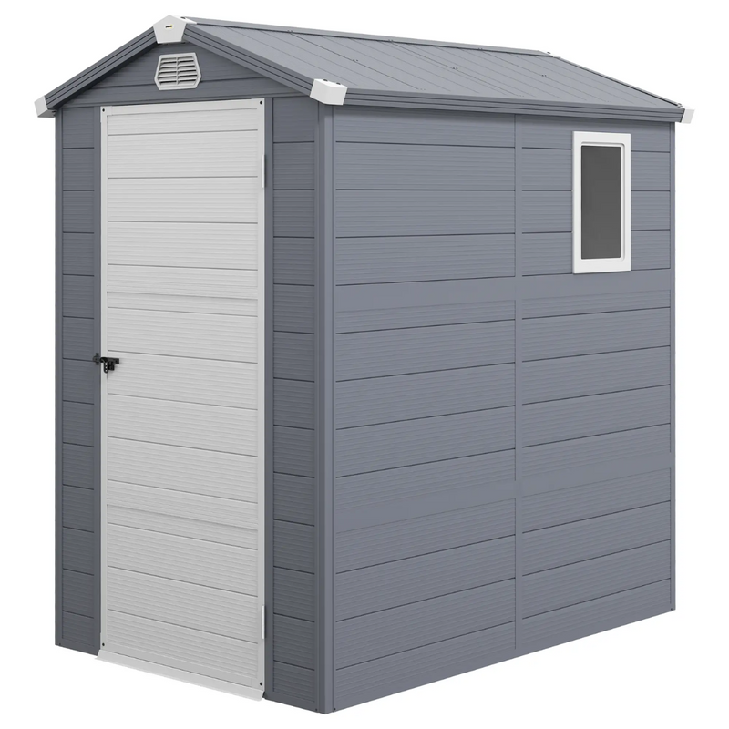 4.5' x 6' Resin Plastic Outdoor Storage Shed with Swing Door and Latch - Grey