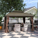 Gazebos, Umbra Valley 10' x 12' Hard Top Gazebo with Vented Steel Roof, Curtains and Mesh Sidewalls - Seasonal Overstock