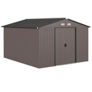Storage Sheds, 11' x 9' Large Garden Storage Shed with Dual Sliding Doors - Brown - Seasonal Overstock