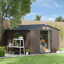 Storage Sheds, 11' x 9' Large Garden Storage Shed with Dual Sliding Doors - Brown - Seasonal Overstock