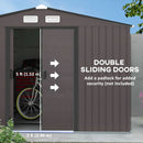 Storage Sheds, 11' x 9' Large Garden Storage Shed with Dual Sliding Doors - Brown - Seasonal Overstock