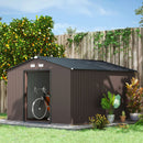 Storage Sheds, 11' x 9' Large Garden Storage Shed with Dual Sliding Doors - Brown - Seasonal Overstock