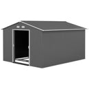 Storage Sheds, 11' x 9' Large Garden Storage Shed with Dual Sliding Doors - Grey - Seasonal Overstock