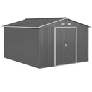 Storage Sheds, 11' x 9' Large Garden Storage Shed with Dual Sliding Doors - Grey - Seasonal Overstock