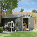 Storage Sheds, 11' x 9' Large Garden Storage Shed with Dual Sliding Doors - Grey - Seasonal Overstock