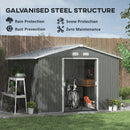 Storage Sheds, 11' x 9' Large Garden Storage Shed with Dual Sliding Doors - Grey - Seasonal Overstock