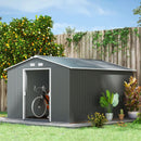 Storage Sheds, 11' x 9' Large Garden Storage Shed with Dual Sliding Doors - Grey - Seasonal Overstock