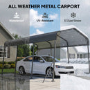 11 x 15 ft All weather metal carport with waterproof, UV-resistant, and snow-bearing capacity features.