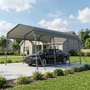 Car parked under a 11 x 15 ft metal carport with a house in the background