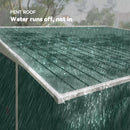 Rainwater running off a pent roof with text 'PENT ROOF Water runs off, not in'.