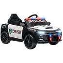 12V Electric Ride-On Police Car for Kids, Single Seat with Parental Remote, Music and Horn