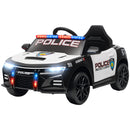 12V Electric Ride-On Police Car for Kids, Single Seat with Parental Remote, Music and Horn