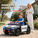12V Electric Ride-On Police Car for Kids, Single Seat with Parental Remote, Music and Horn