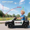 12V Electric Ride-On Police Car for Kids, Single Seat with Parental Remote, Music and Horn