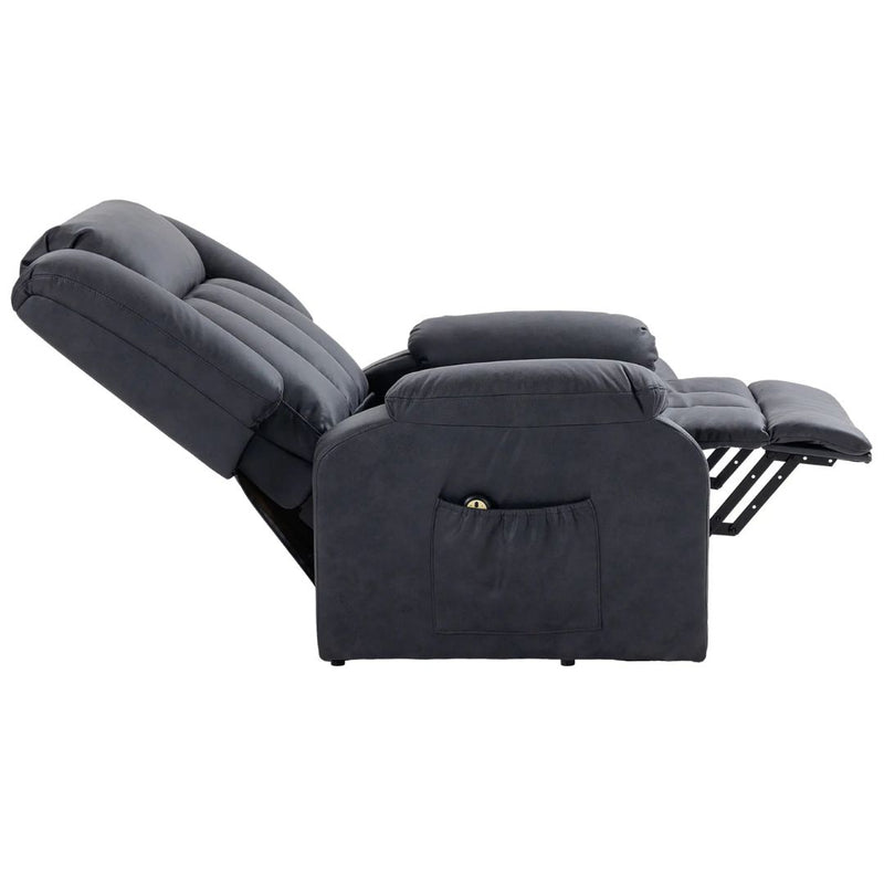 Anatole Electric Lift Assist Recliner Chair with Remote in Grey Microfibre