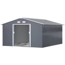 Storage Sheds, 11.2' x 12.5' Large Garden Storage Shed with Dual Sliding Doors - Dark Grey - Seasonal Overstock