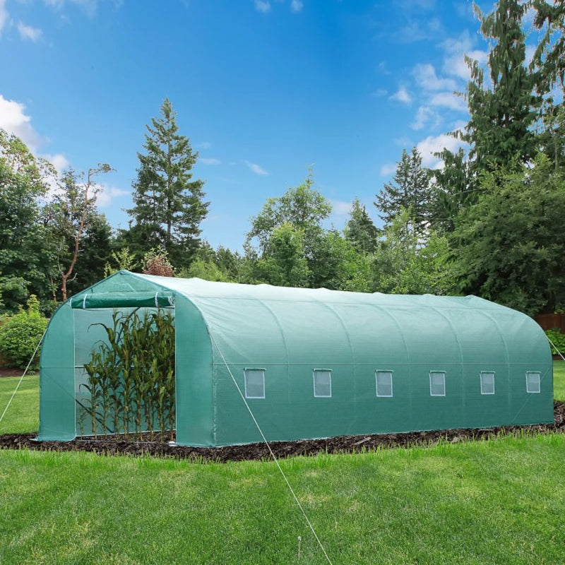 26' x 10' x 7' Extra Large Walk-In Portable Greenhouse with Peaked Roof - Green