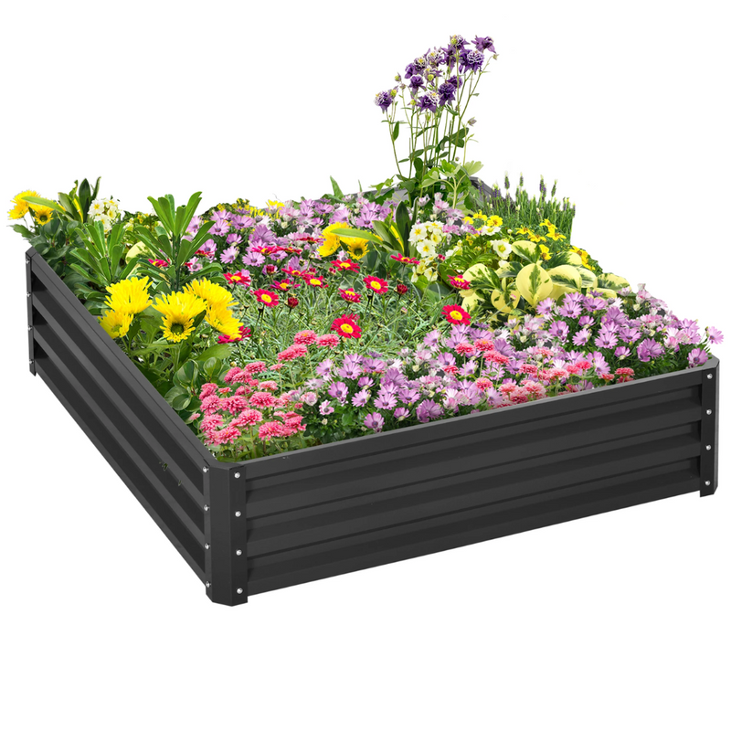 4' x 4' Raised Garden Bed Planter Box Galvanized Steel 12in Deep - Dark Grey