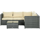 Patio Furniture, River Ridge 3pc Rattan Wicker Outdoor Patio Sectional Sofa Set with Table - Beige - Seasonal Overstock