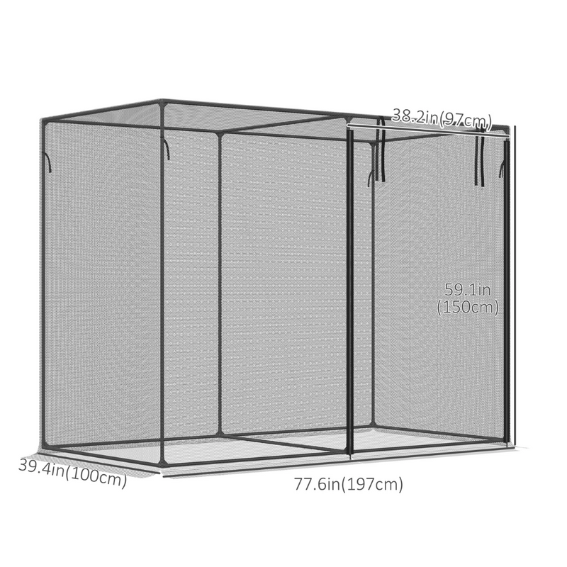 6.5' x 3.3' Mesh Garden Protection Cover with Zipper Door - Black