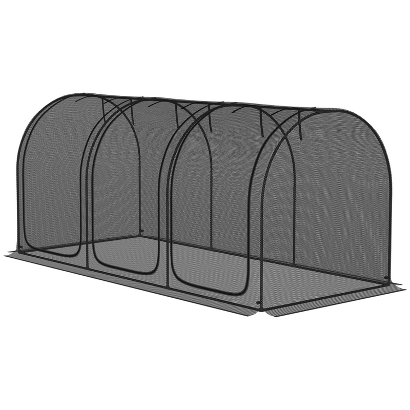 9' x 4' Mesh Garden Protection Crop Cage Cover with 3 Zipper Doors - Black