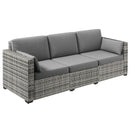 Patio Furniture, Manchester Creek Outdoor Patio Rattan Sofa - Grey & Grey - Seasonal Overstock