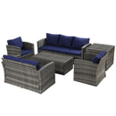 Patio Furniture, Cinder Valley 6pc Patio Set with Sofa, Loveseat, Chairs & Tables - Blue - Seasonal Overstock