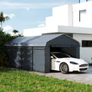 12 x 20 ft Heavy Duty Carport with Steel Roof and Removeable Sidewalls for All Weather Protection, Dark Grey