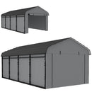 12 x 20 ft Heavy Duty Carport with Steel Roof and Removeable Sidewalls for All Weather Protection, Light Grey