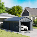 12 x 20 ft Heavy Duty Carport with Steel Roof and Removeable Sidewalls for All Weather Protection, Dark Grey